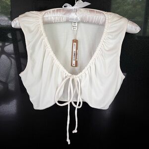 SKIMS Marble (white) Soft Lounge Tie Front Crop Tank Top